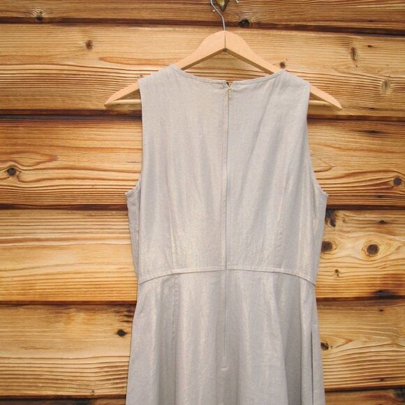 Gold Metallic Linen Blend Dress - Picture 7 of 9
